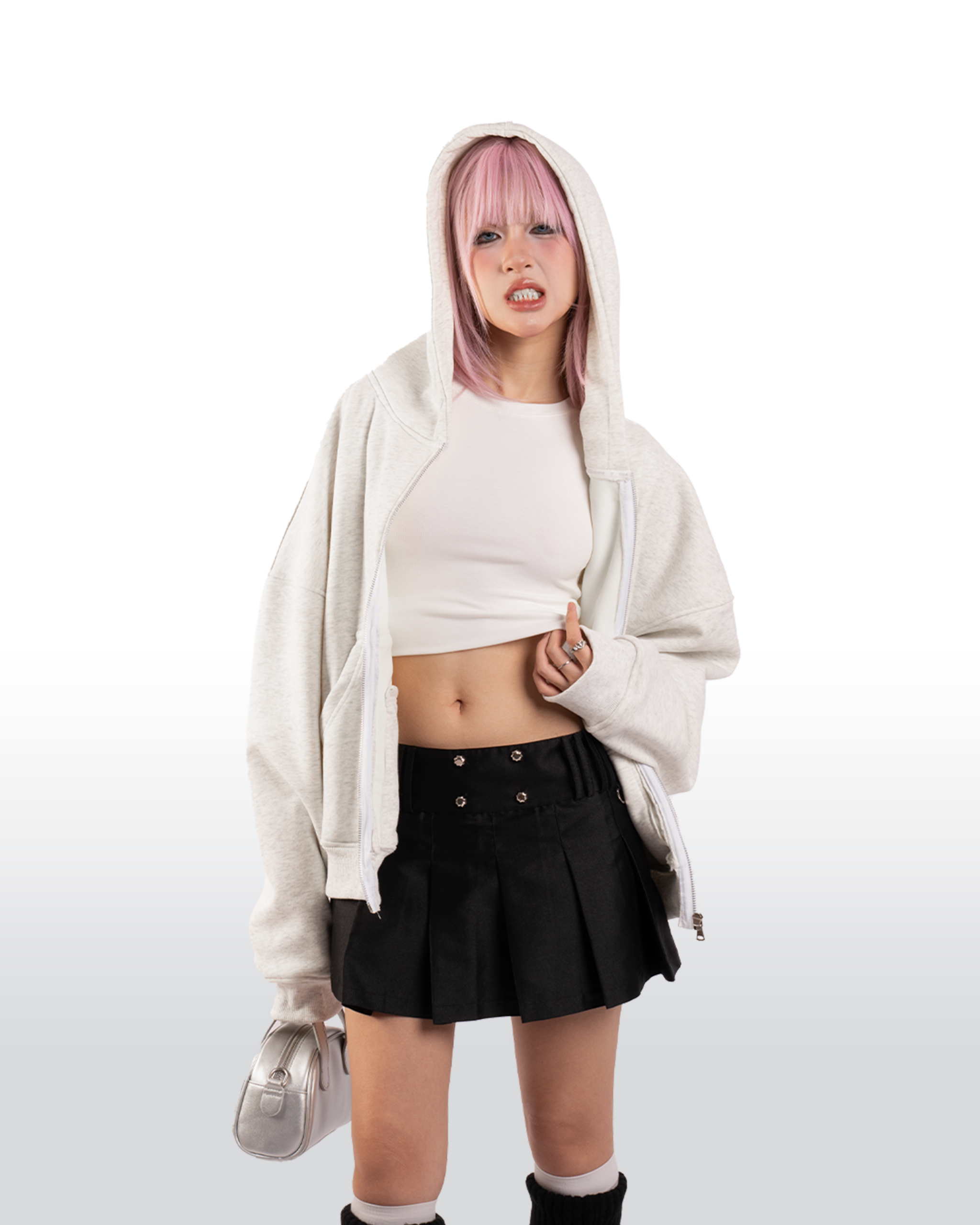 URBAN HOODIE ZIP - GREY - Ảnh 5