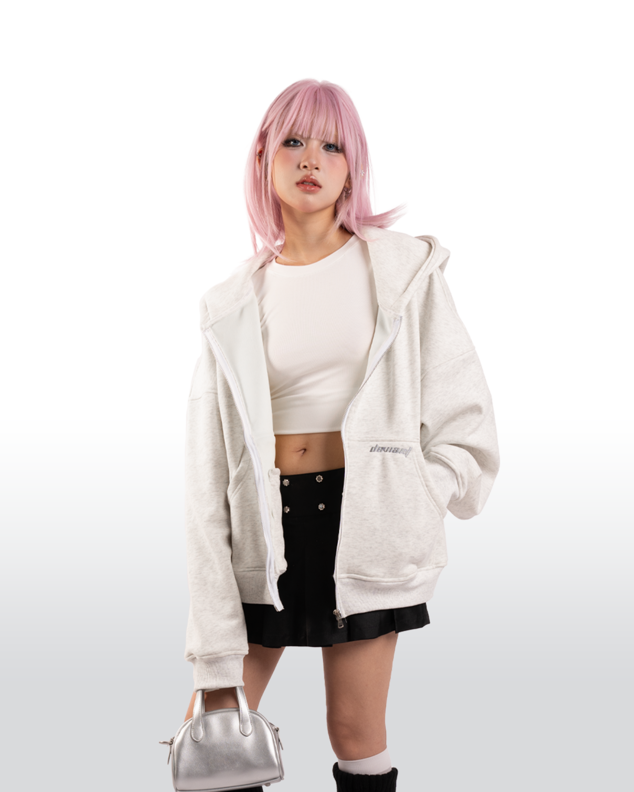 URBAN HOODIE ZIP - GREY - Ảnh 4